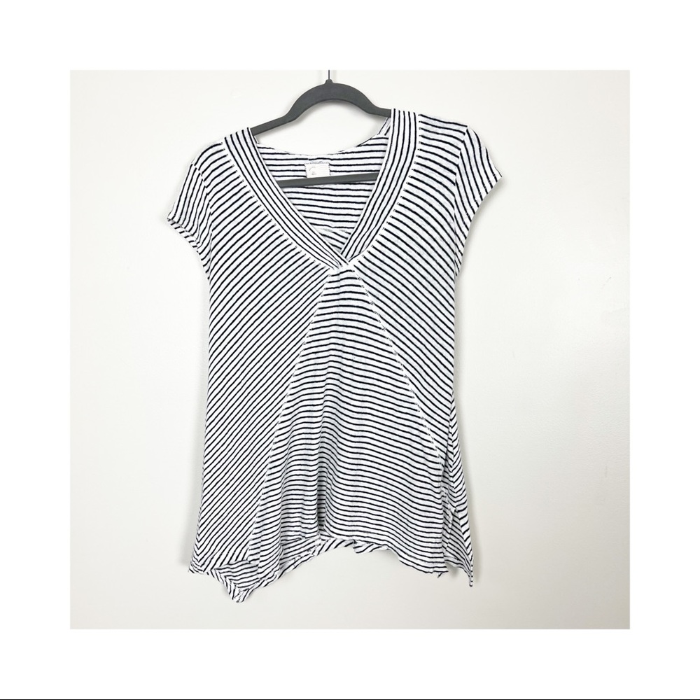 Anthropologie Postmark Asymmetrical Striped Womens Top Linen Blend Size S